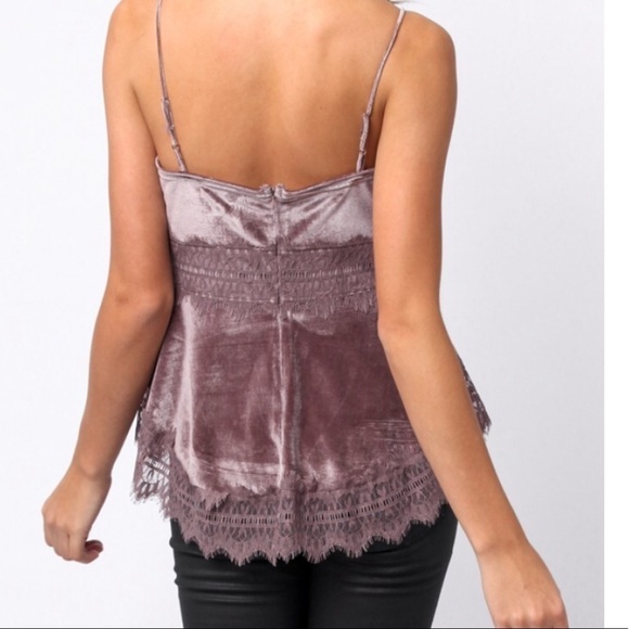 Mauve velvet top, camisole straps - Picture 3 of 4
